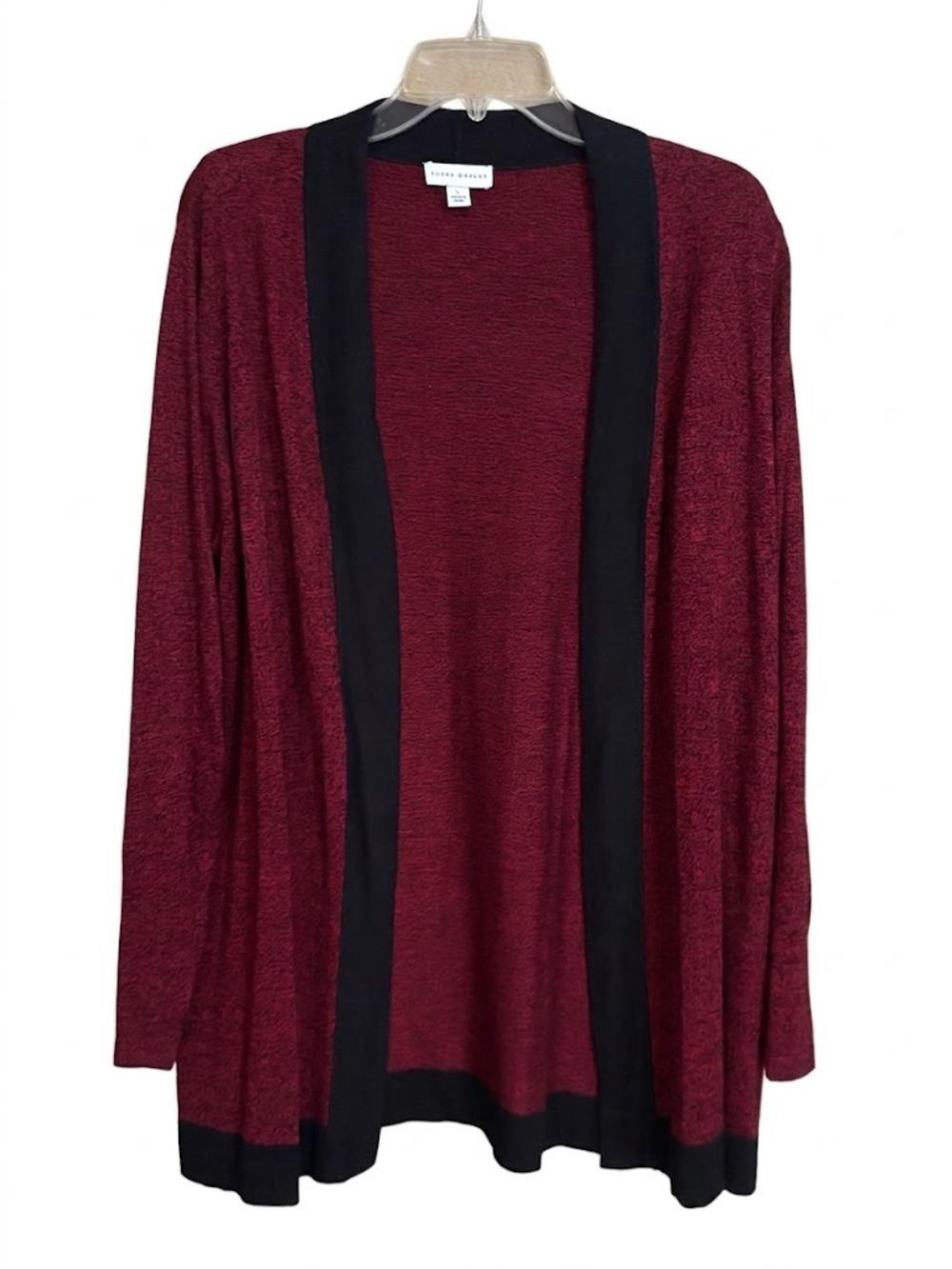 Susan Graver Black & Red Open Knit Cardigan Size Large